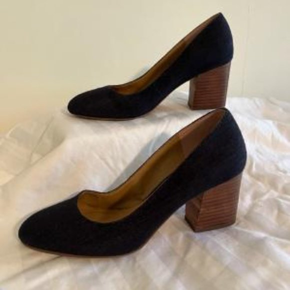 Denim blue pumps with block heel 6.5M like new - Picture 5 of 5